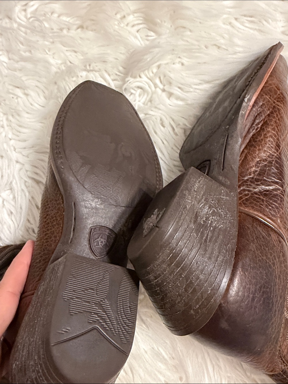 Ariat Brown Leather Western Boot Interior Detail size 8.5 BNWOT - Picture 7 of 12